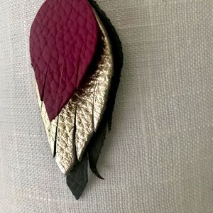 Sseko Custom Leather Earrings Fuschia Gold Gray